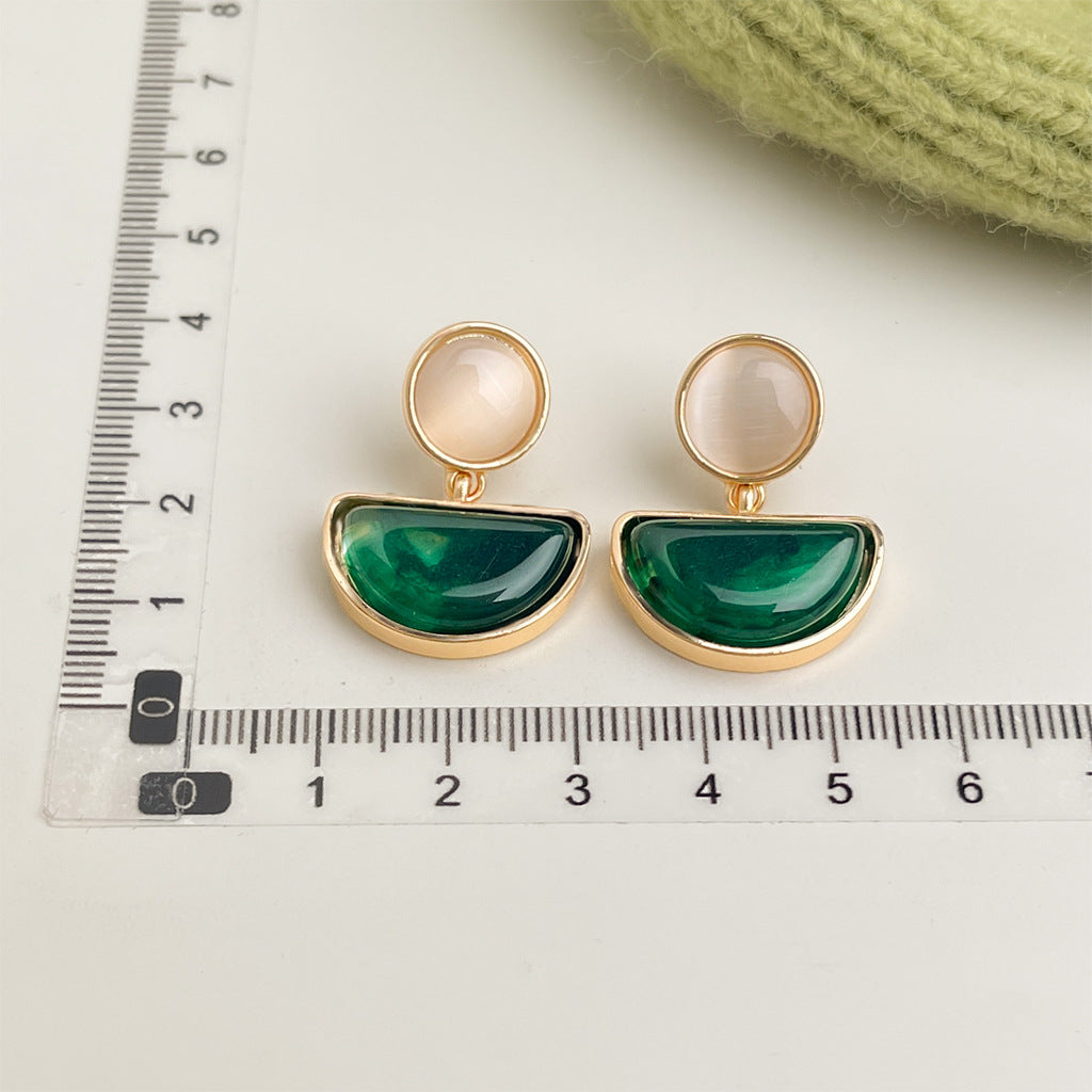 Wholesale Retro Green Oil Drop Flower Earrings