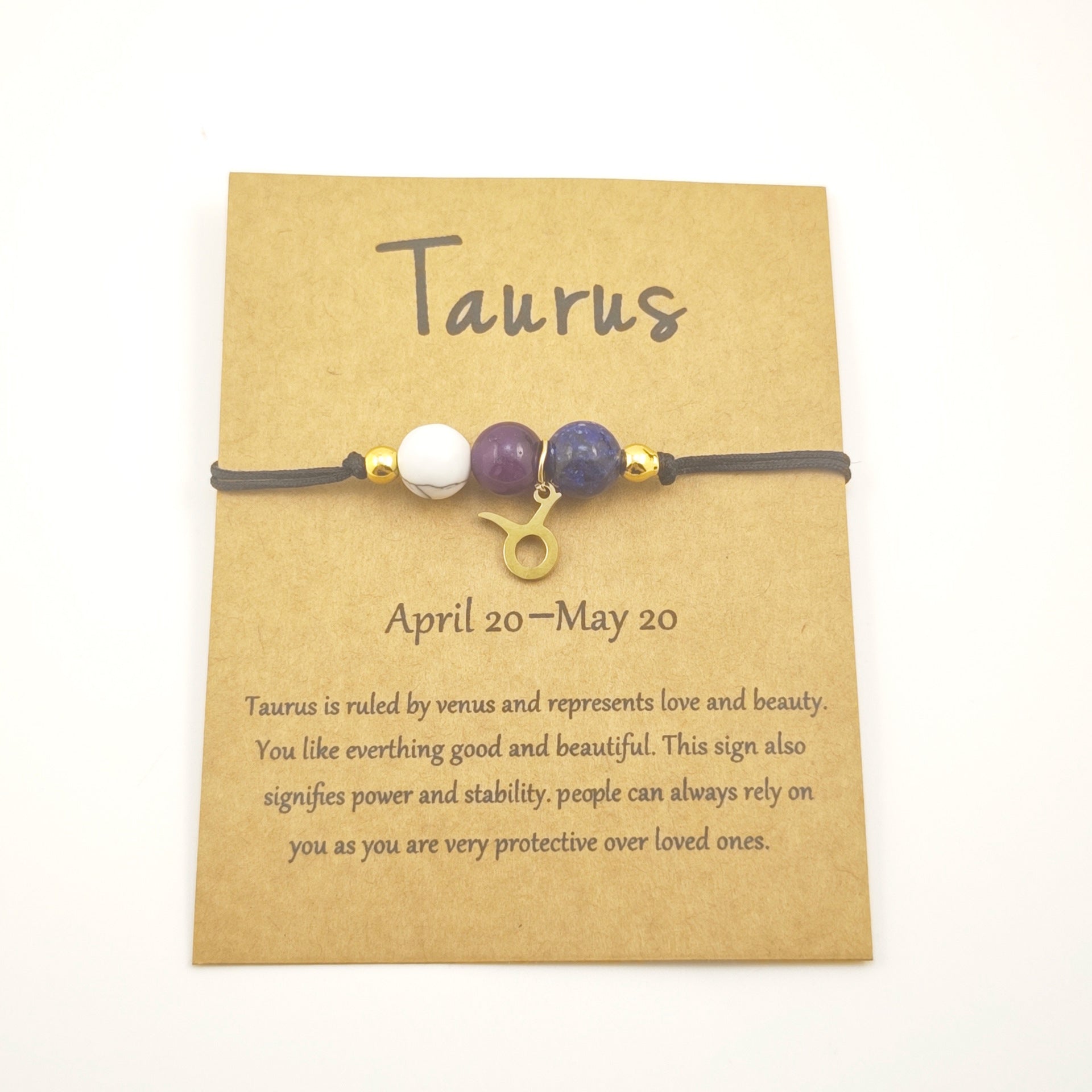 Wholesale Natural Stone Crystal Zodiac Bracelet Handmade Woven Rope Fashion Jewelry Accessory