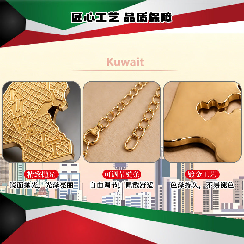 Wholesale Kuwait Map Pendant Necklace Fashion Accessory Party Gift