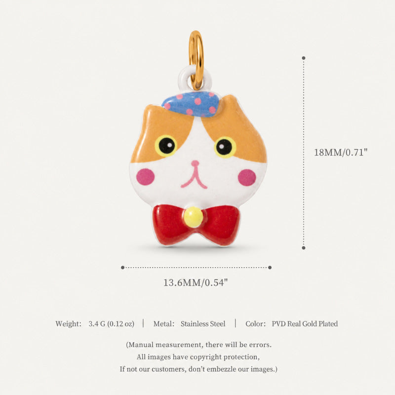 Wholesale Cute Cat Pendant Stainless Steel 18K Gold Plated DIY Jewelry Making Fashion Accessory Boutique Resale