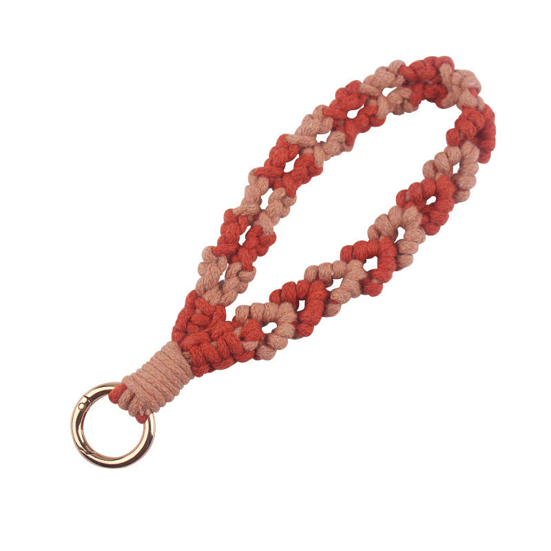 Wholesale  handmade woven leaf pattern lanyard keychain