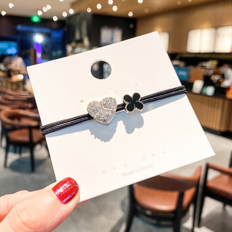 Wholesale Rhinestone Love Four-leaf Clover Hair Band Headband Hair Scrunchies ACC-HS-Huidi008