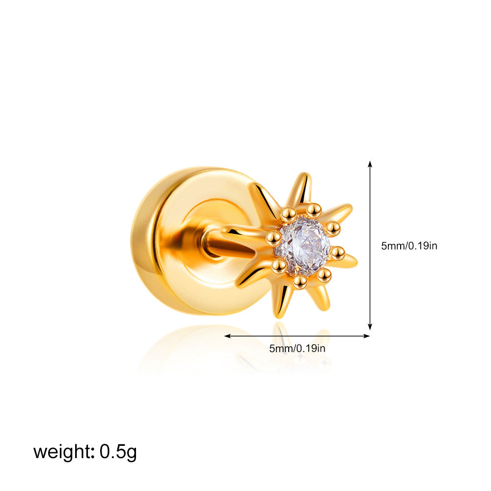 Wholesale Stainless steel 18K gold zircon titanium steel mini stud earrings