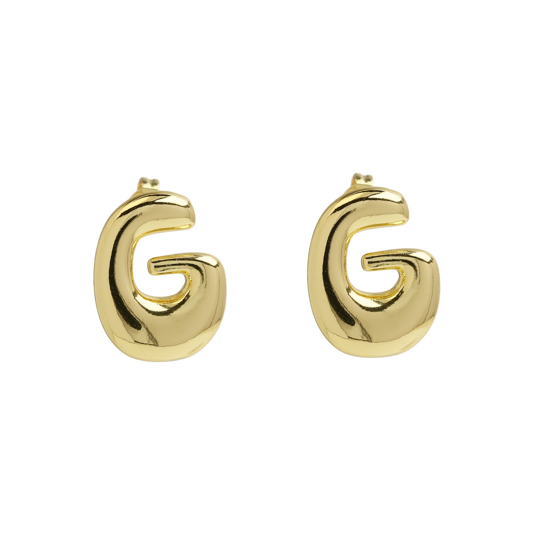 Wholesale  copper plated 18k real gold chubby bubble balloon 26 English letter earrings
