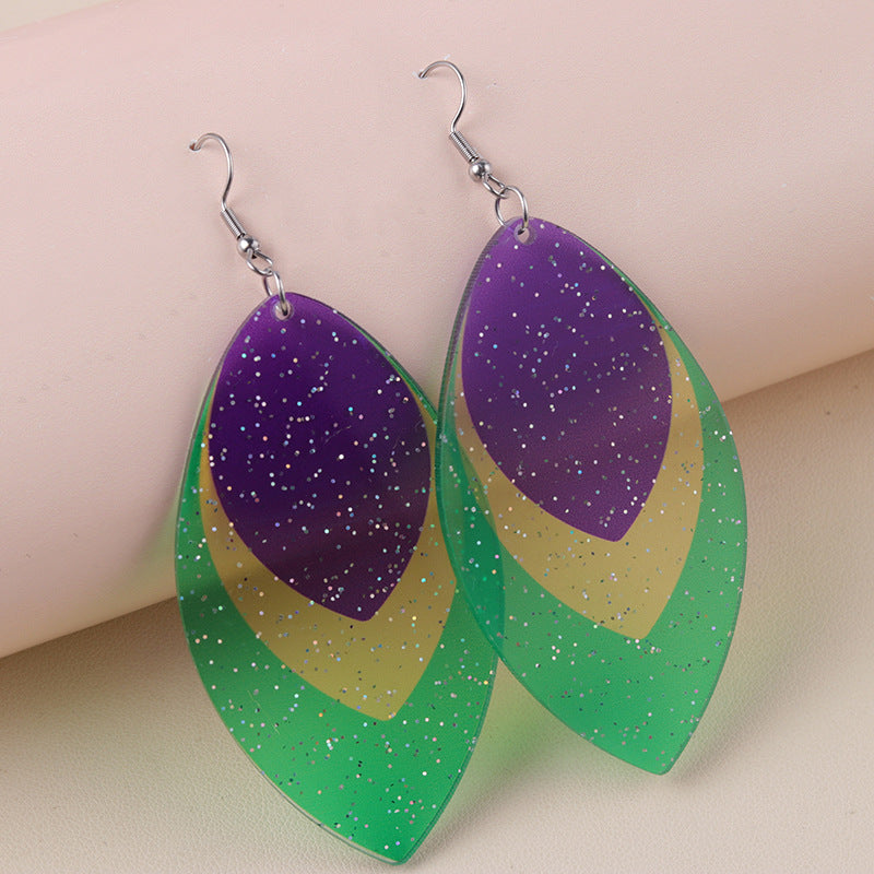 Wholesale Bohemian Mardi Gras Acrylic Earrings tassel Earrings