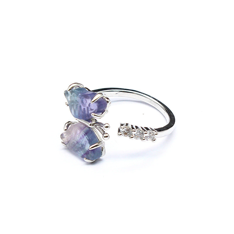 Wholesale Fluorite Butterfly Carved Ring