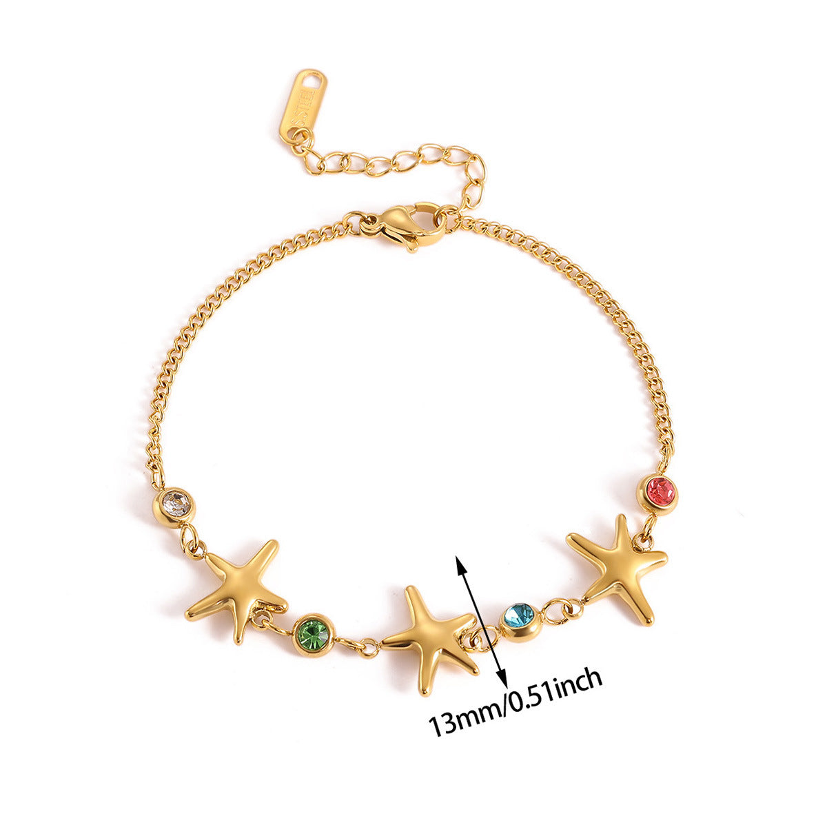 Wholesale Stainless Steel 18k Gold Plated Star Birthstone Bracelet Women' s Jewelry Gift