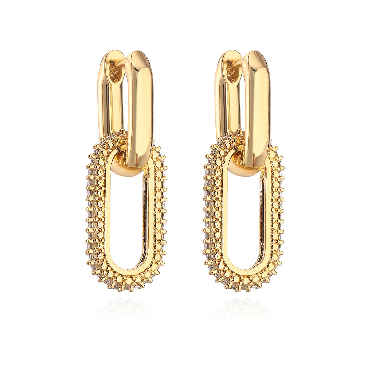 Wholesale Copper Gold Plated Zirconia Geometric Earrings
