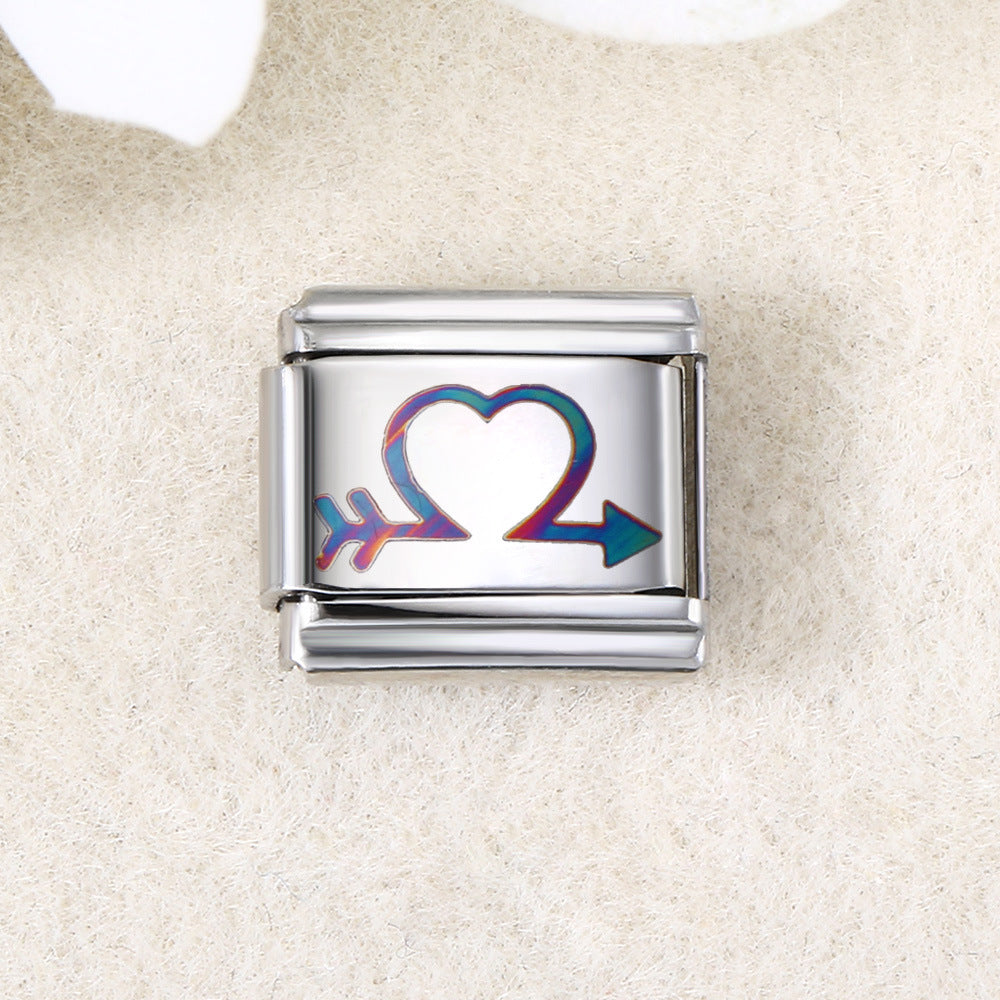 Wholesale  Italian Charm Bracelet 9mm DIY UV laser Creative Stainless Steel Composable Bracelet