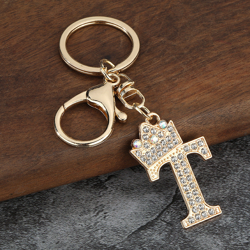 Wholesale Zinc alloy flash drill letter keychain