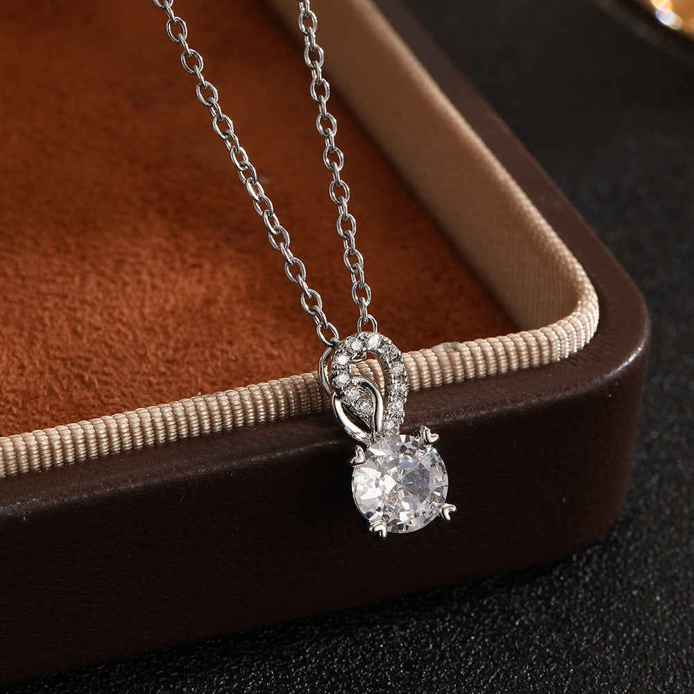 Wholesale Fashion Silver Tone Alloy Moissanite Pendant Necklace For Women Chic Everyday Gift Boutique Resale