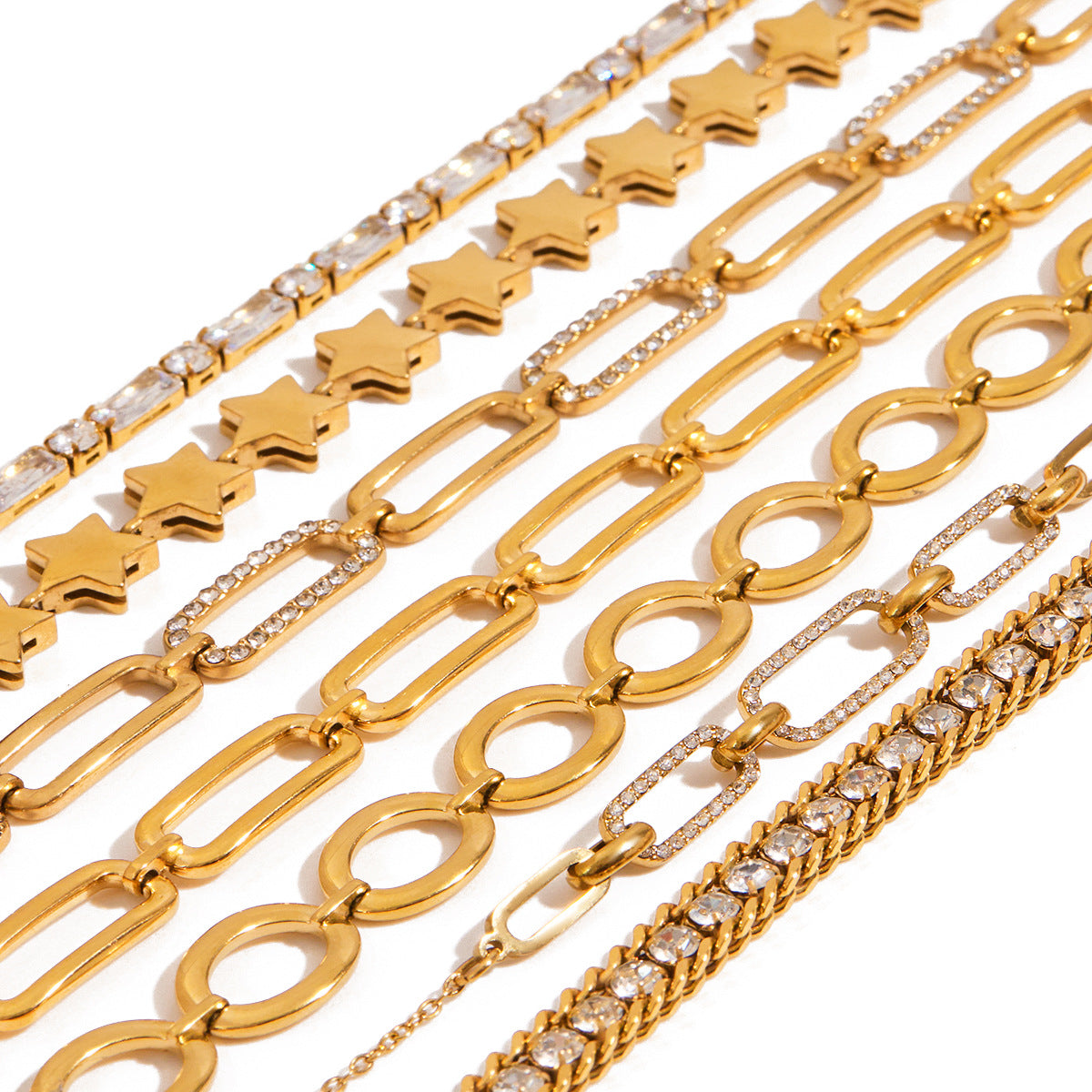 Wholesale  18K Gold Stainless Steel Paperclip Hollow Stainless Steel Bracelet