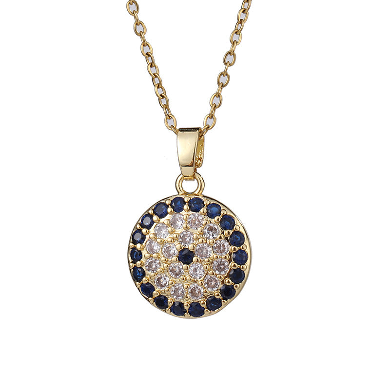 Wholesale Trendy Evil Eye Choker Necklace Gold Plated Copper Turkish Blue Pendant Geometric Design Gift And Everyday Jewelry Accessory For Boutique Resale