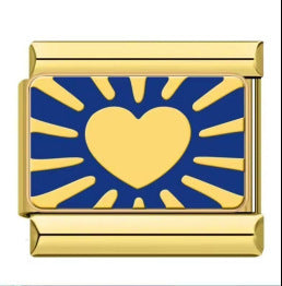 Wholesale 5pcs Italian Charm Bracelet 9mm DIY Splicing Gold-Based Star-Moon Blue Stainless Steel Composable Bracelet