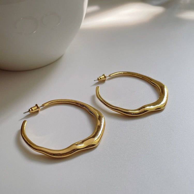 Wholesale Irregular Metal Large Circle Earrings European Style Fashion Jewelry Accessory for Women