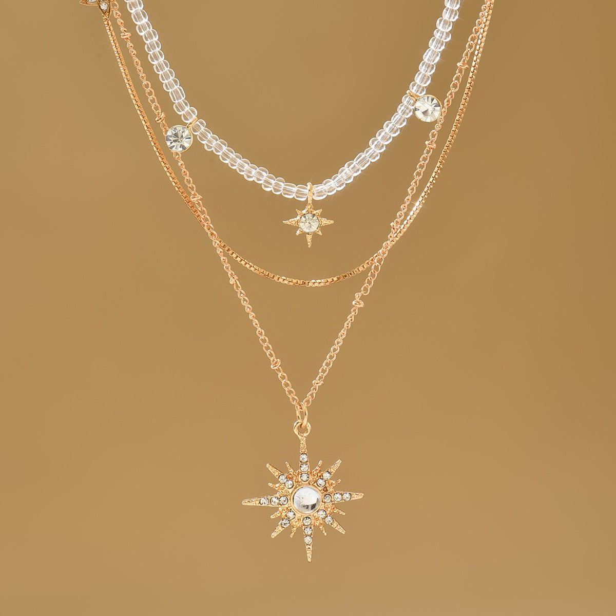 Wholesale Imitation Pearl Clavicle Chain Necklace With Electroplated Alloy Sunflower Star Pendant Trendy Jewelry Accessory For Boutique Resale