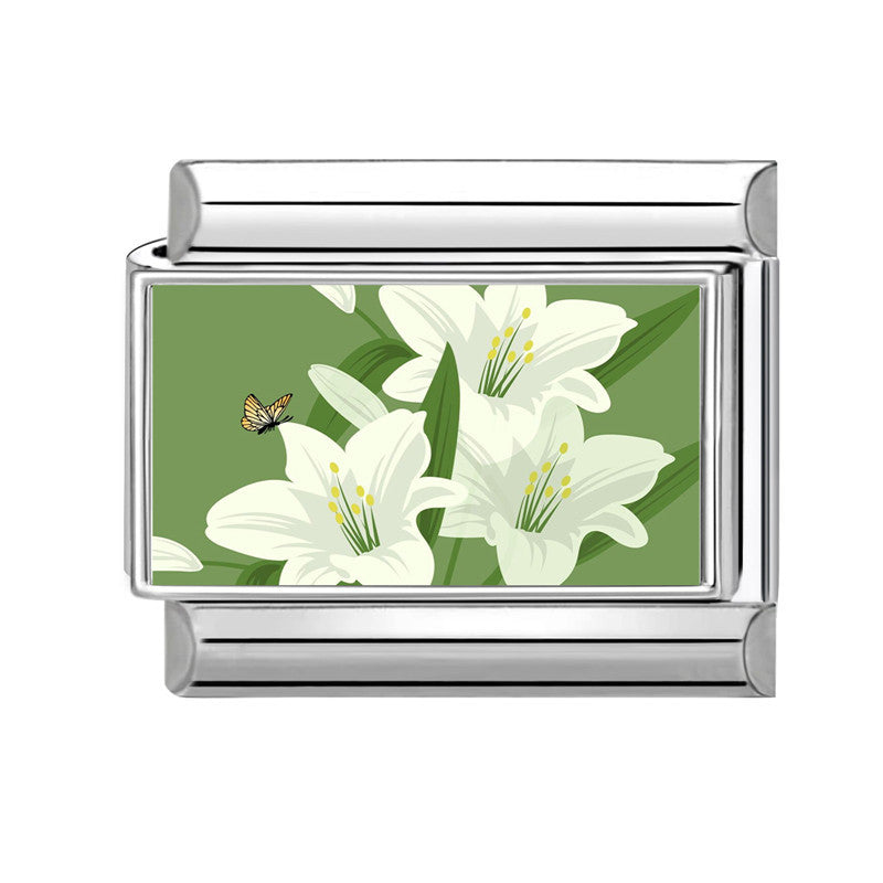 Wholesale Italian Charm Bracelet 9mm DIY Splicing Flower Stainless Steel Composable Bracelet