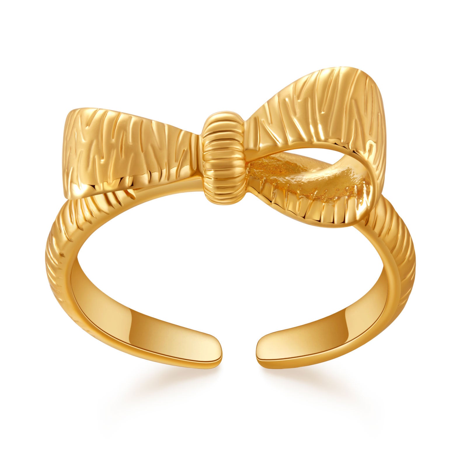 Wholesale  bow shape asymmetric design romantic light luxury rings