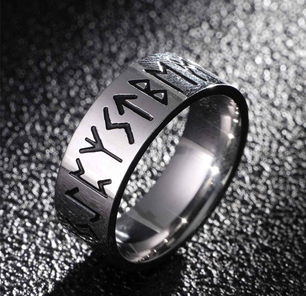 Wholesale 8mm Men's Titanium Steel Retro Fish Pattern Blackened Rings ACC-RS-GouYa005