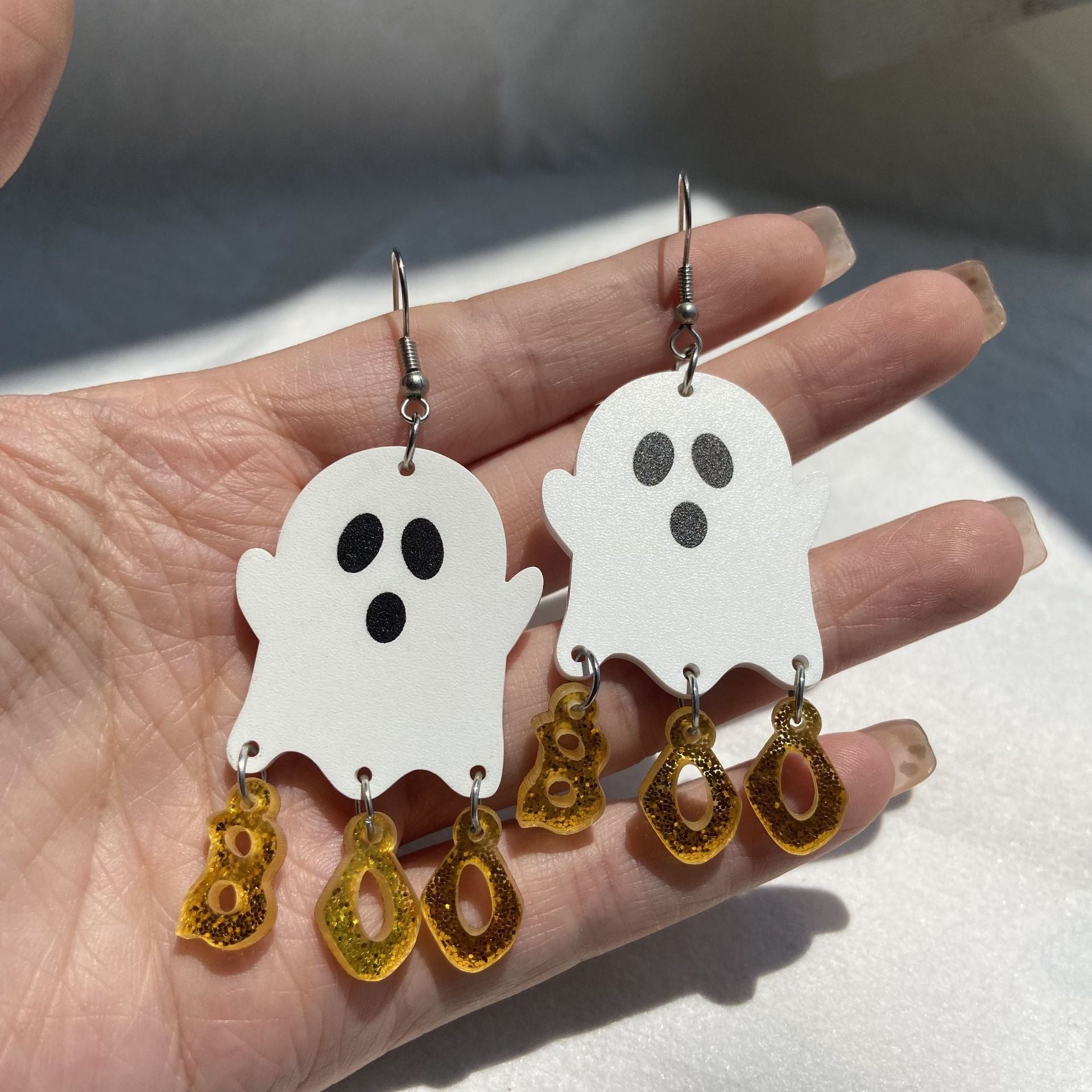 Wholesale  Halloween Acrylic Earrings Ghost Boo Letters  Earrings Jewelry