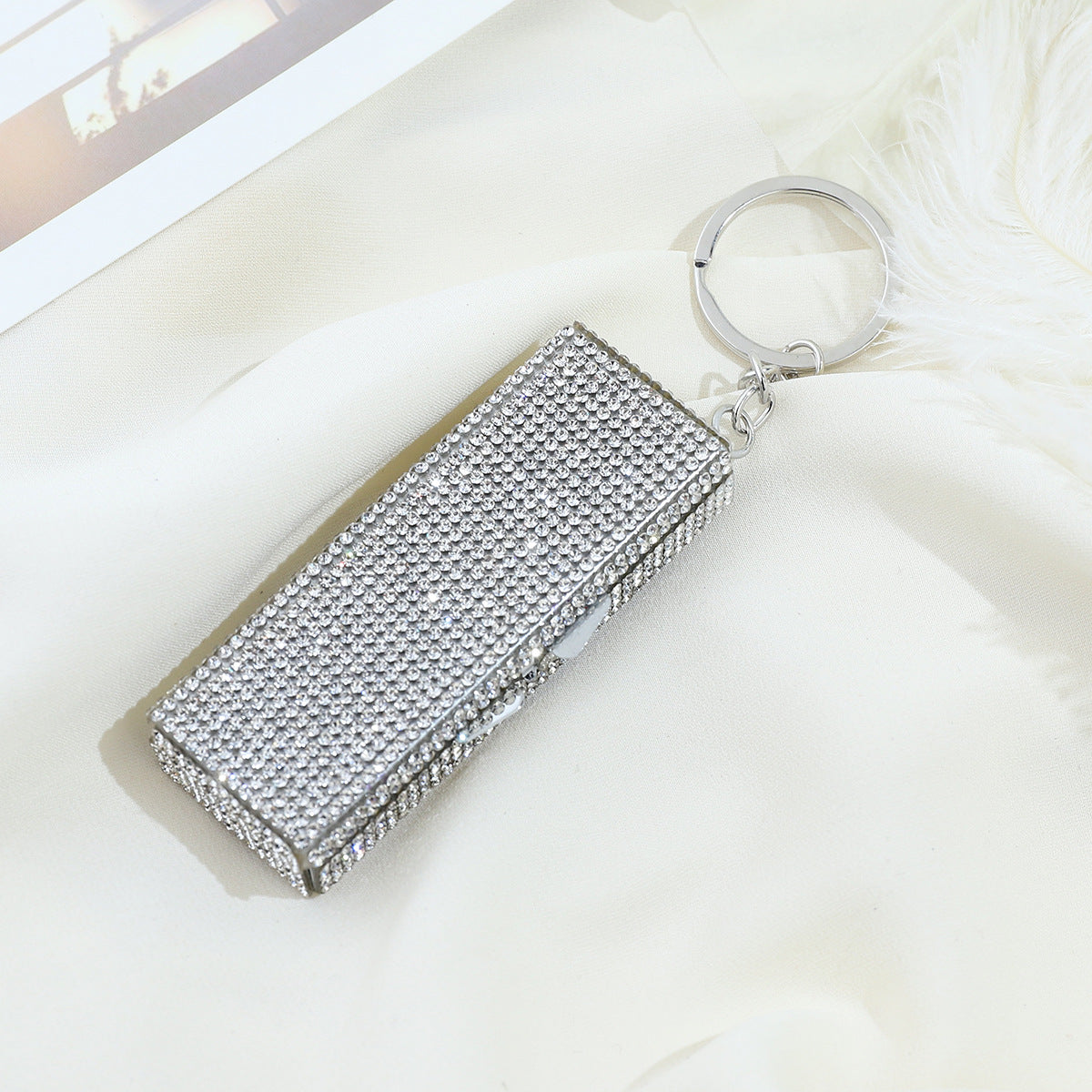 Wholesale Color Rhinestone Pill Box Portable Keychain Keychains Accessories Rhinestone Keychain ACC-KC-ZhiYa015