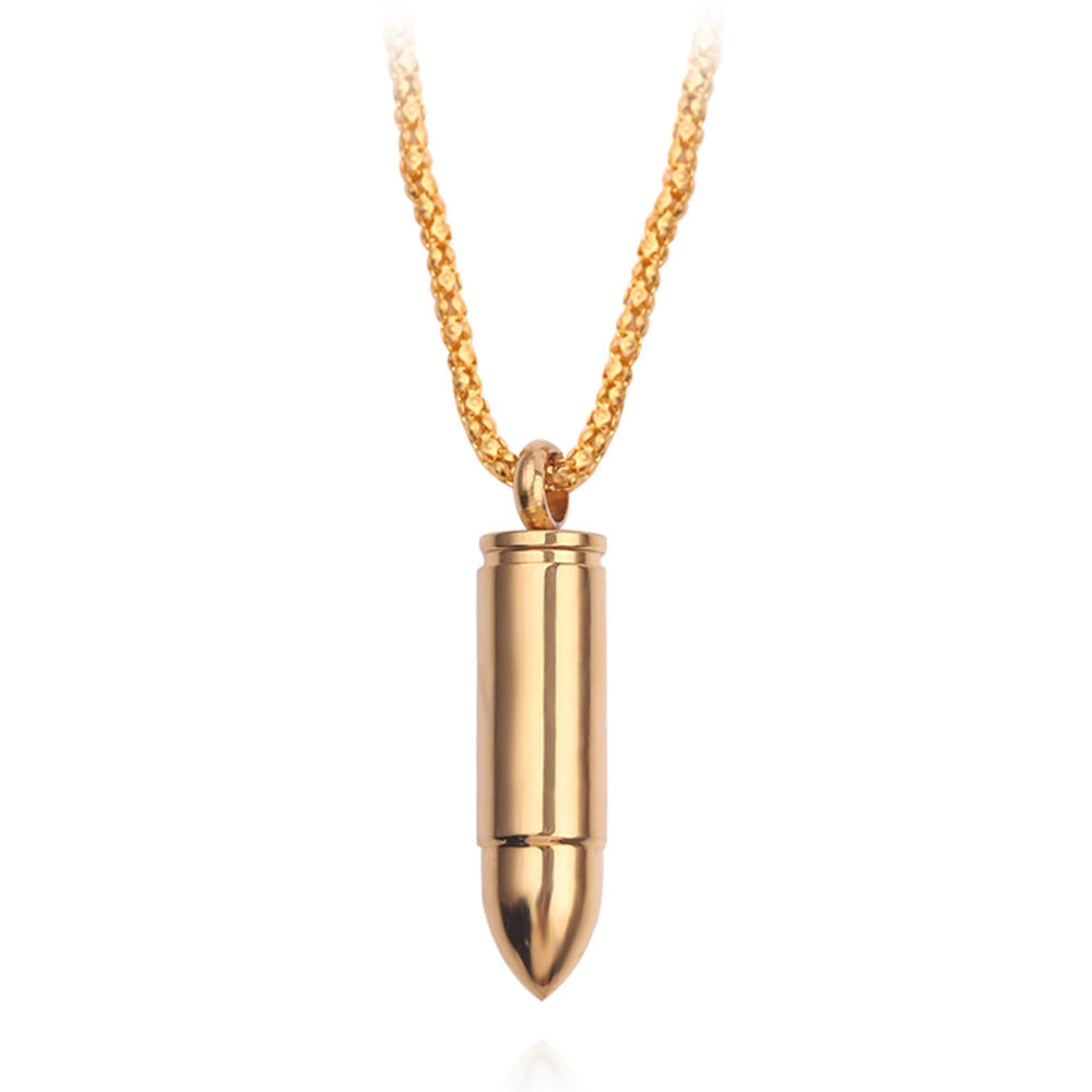 Wholesale  men's domineering pendant stainless steel bullet can be opened necklace