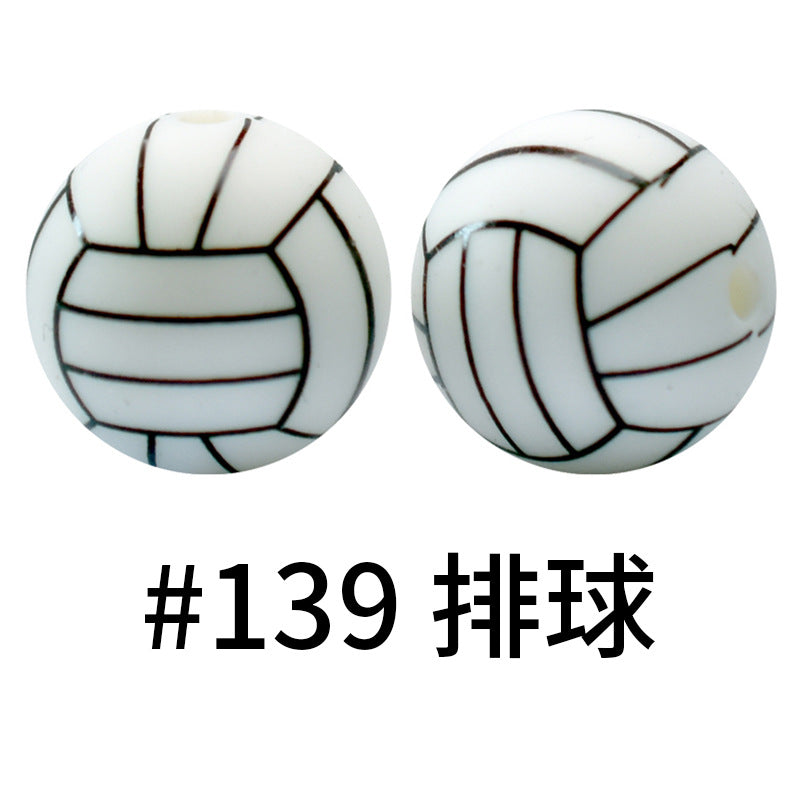 Wholesale 50pcs 15mm Western Style Leopard Skull Color Aztec Printed Silicone Balls Beads ACC-BDS-HeSheng006