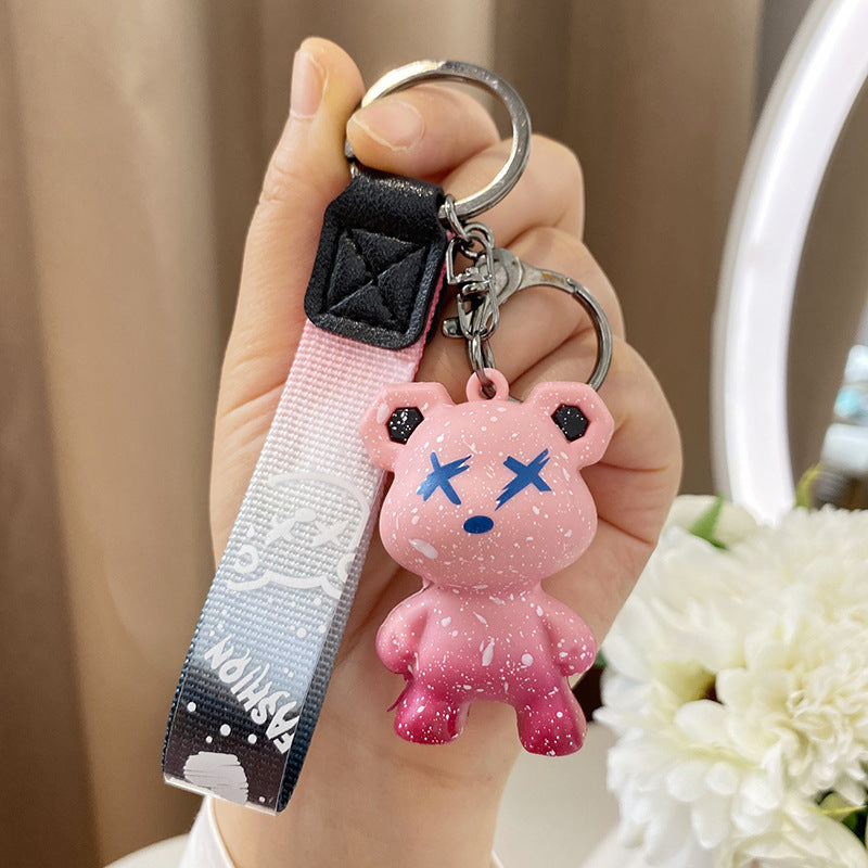 Wholesale Silicone Cartoon Bear Keychain Gradient Design Car Key Accessory Gift