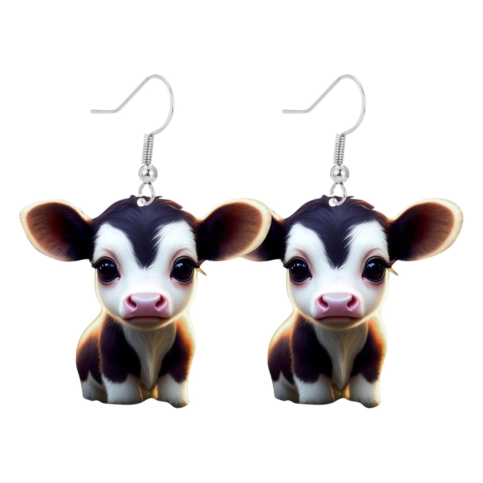 Wholesale Cartoon Colorful Cow Flat Acrylic Earrings ACC-ES-YuanJi001