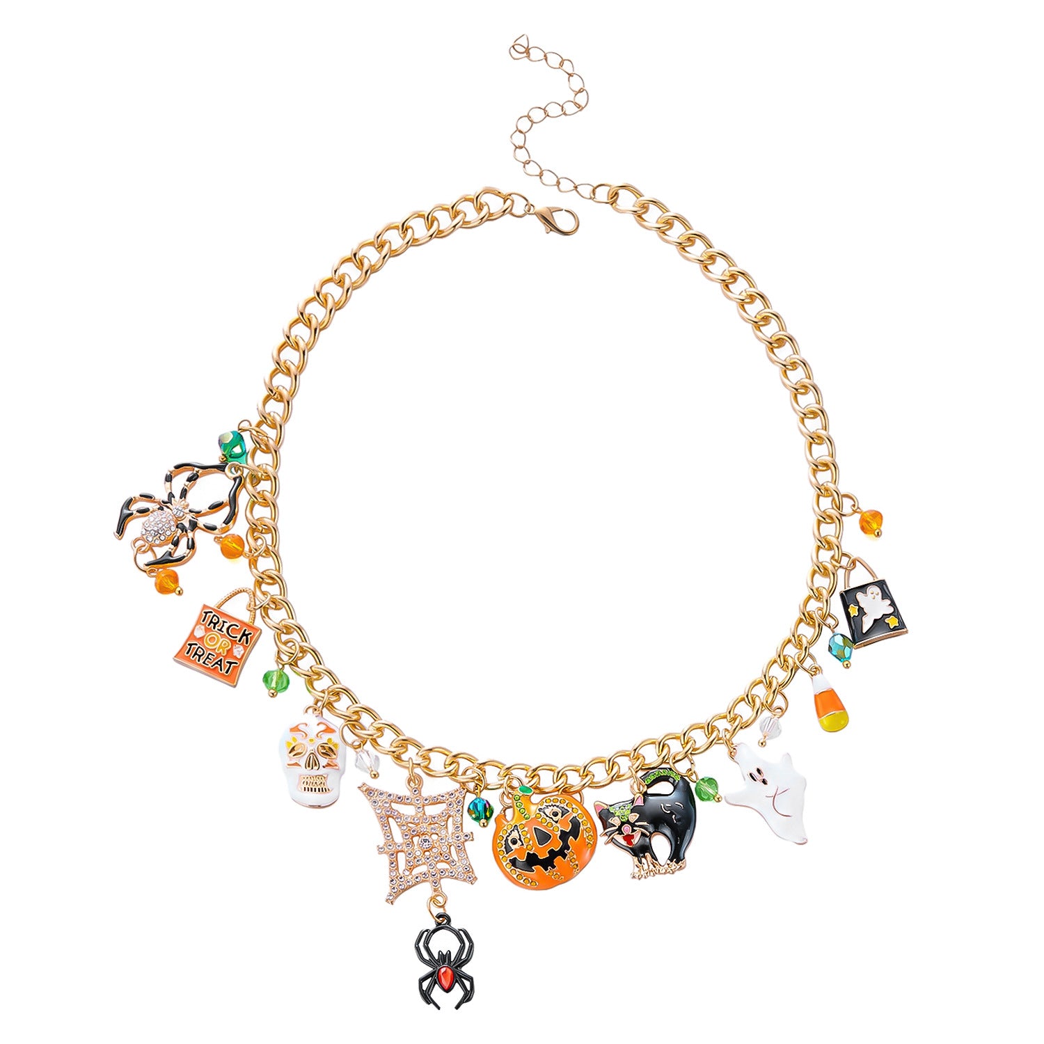 Wholesale Alloy  Necklace Ghost Pumpkin Skull Tassel Multi-Pendant Clavicle Chain Fashion Accessory