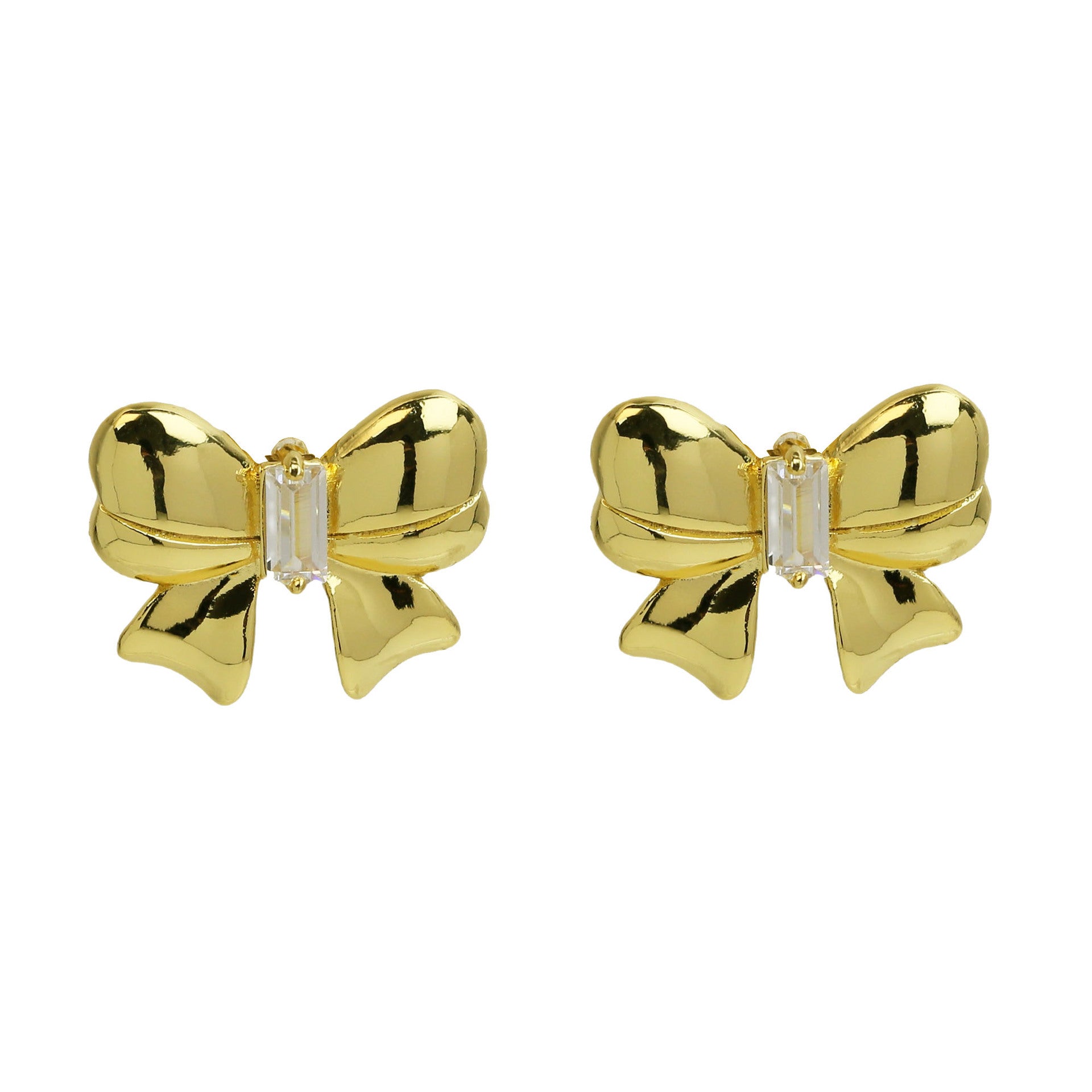 Wholesale 18k brass zircon bow cheongsam earrings