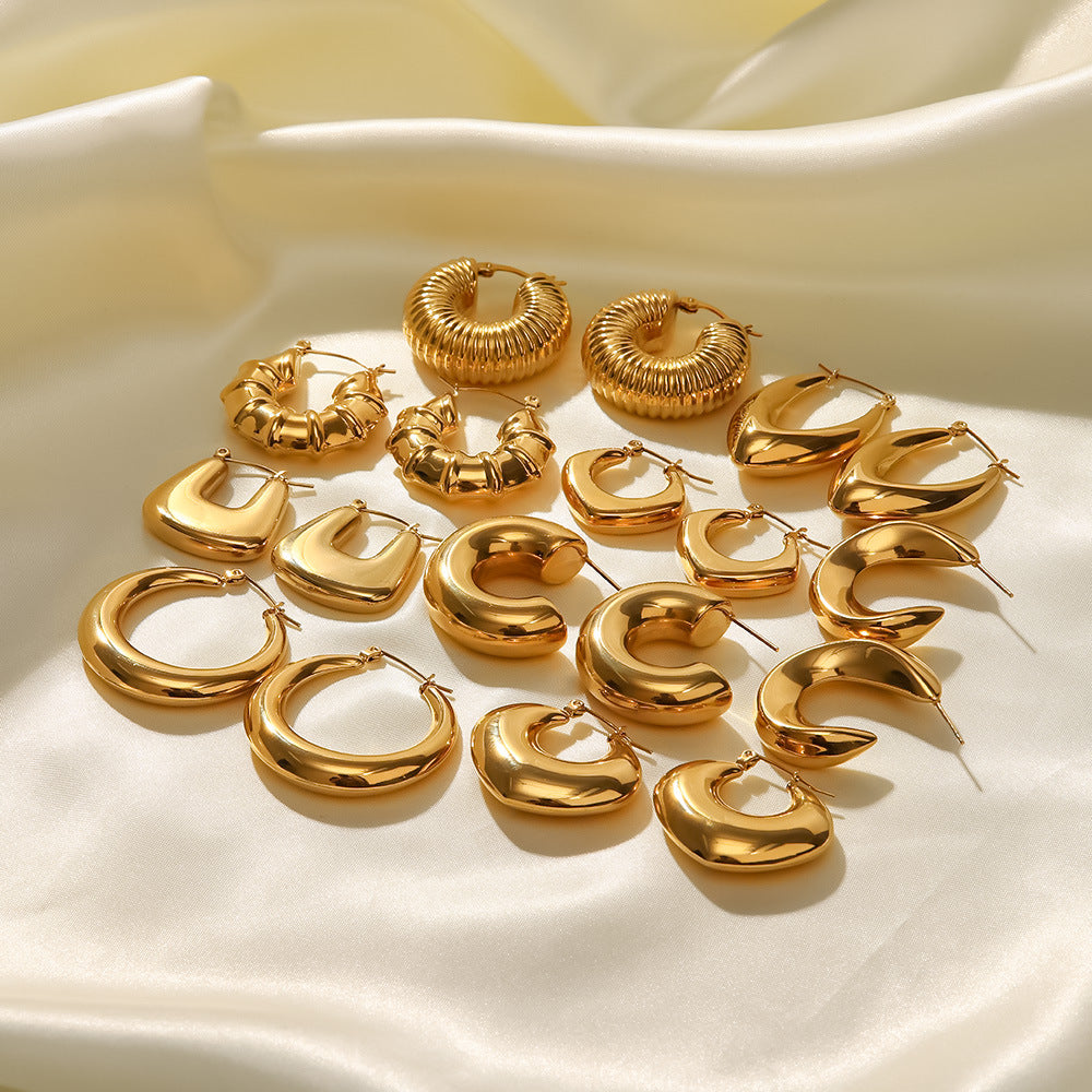 Wholesale geometric retro earrings titanium steel hollow earrings ACC-ES-Jied002