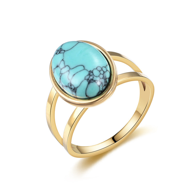 Wholesale Stainless steel natural cut stone ring