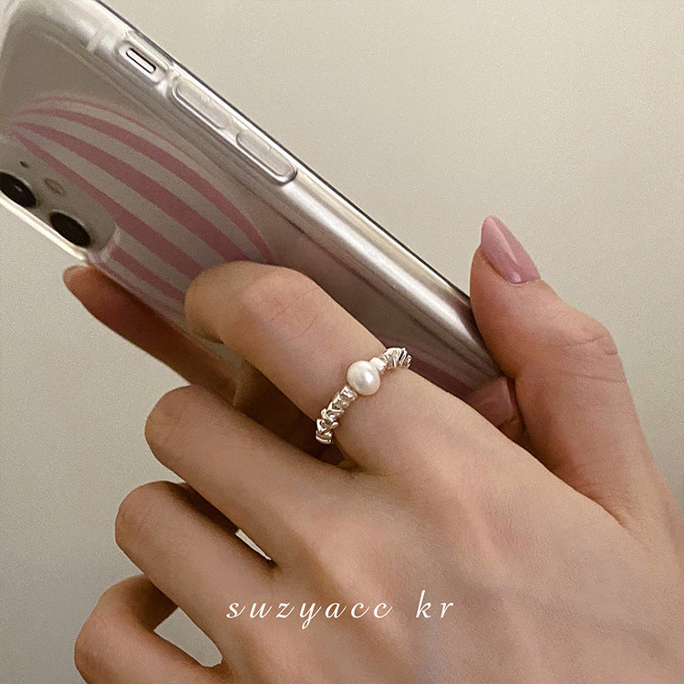 Wholesale  Broken Silver Pearl Adjustable Ring