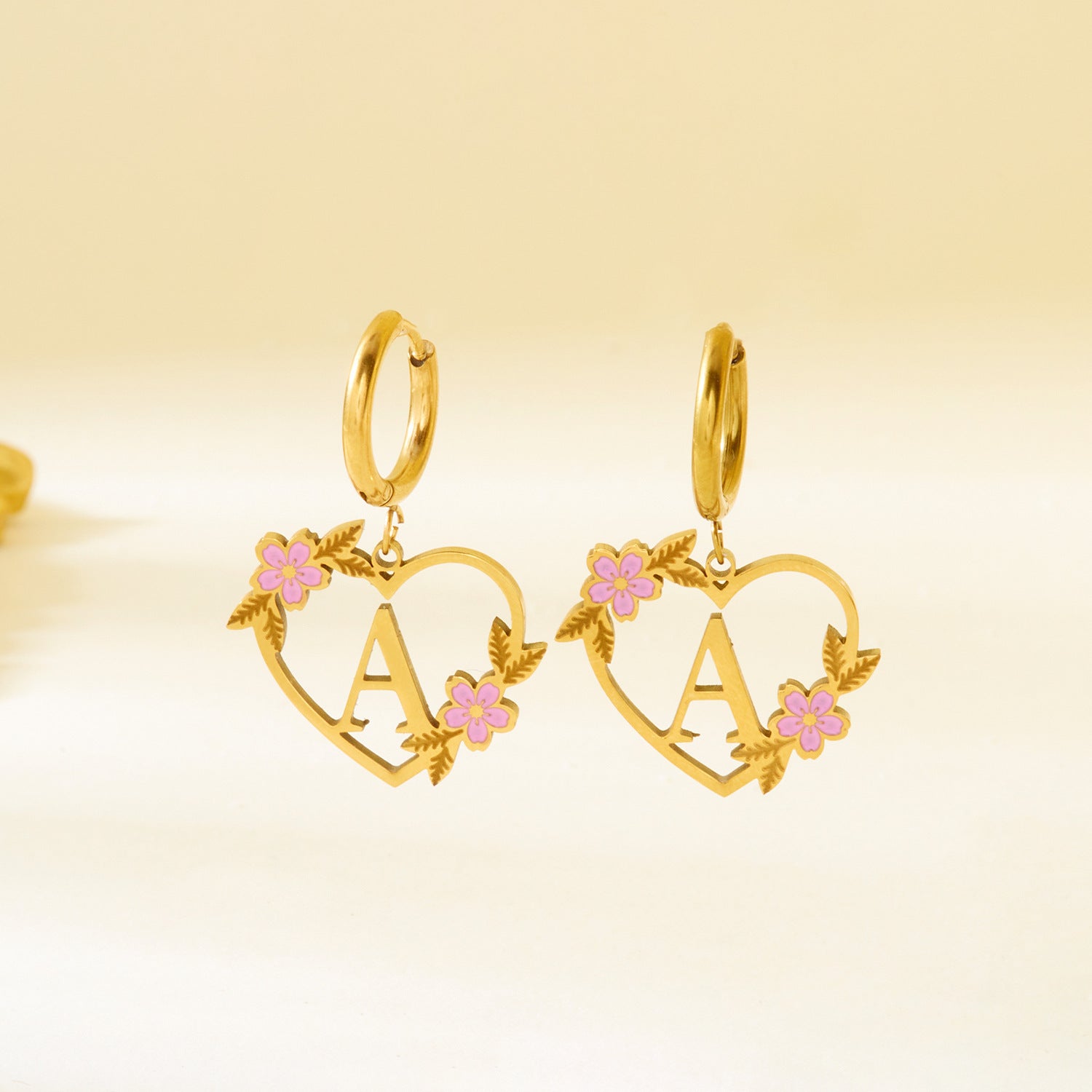 Wholesale  Stainless Steel Heart Letter Earrings