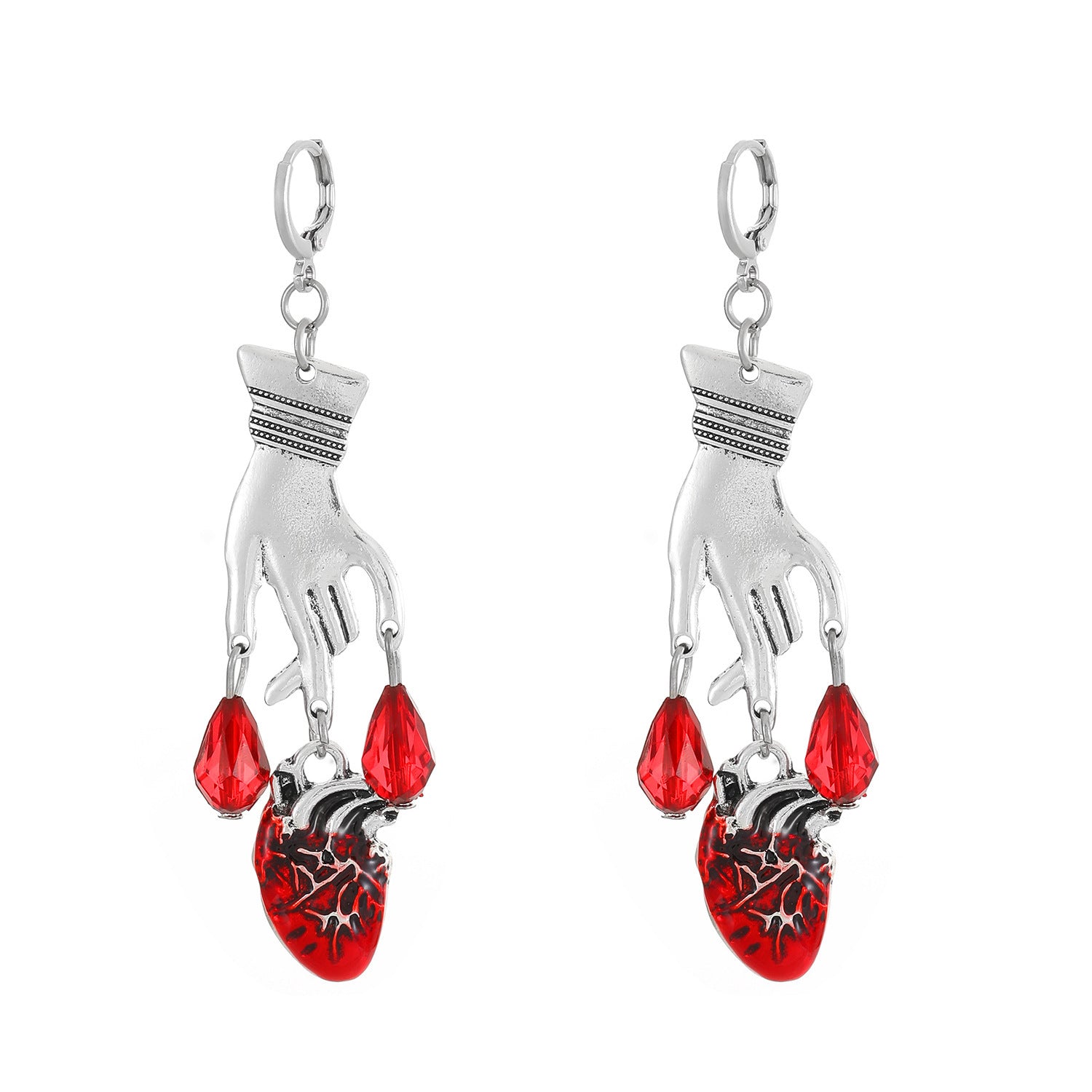 Wholesale Gothic Skull Heart Earrings - Ancient Silver Tone Jewelry Accessory for Party Boutique Resale