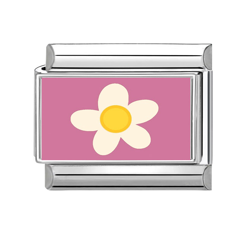 Wholesale Pink series flower  DIY  Single Section Creative Stainless Steel Composable Bracelet