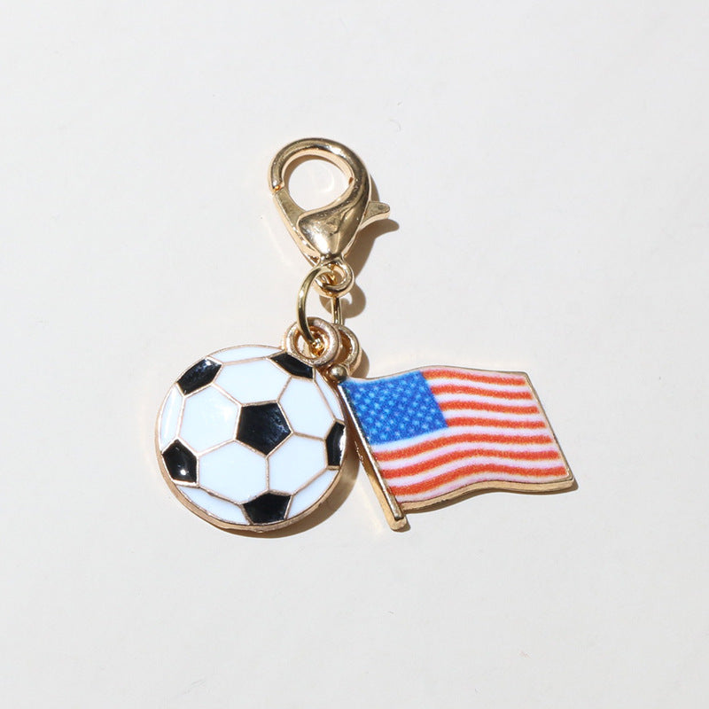 Wholesale Zinc Alloy Soccer Flag Charm Keychain Pendant for DIY Jewelry Making Boutique Resale