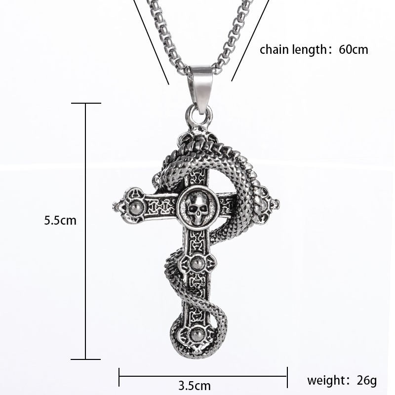 Wholesale Skull and Dragon Cross Vintage Men' s Necklace