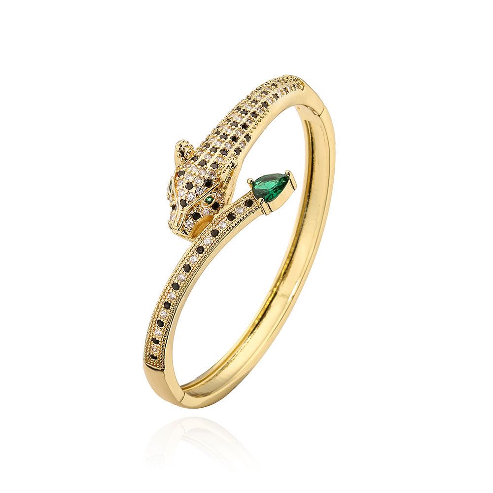 Wholesale light luxury leopard print geometric open bracelet