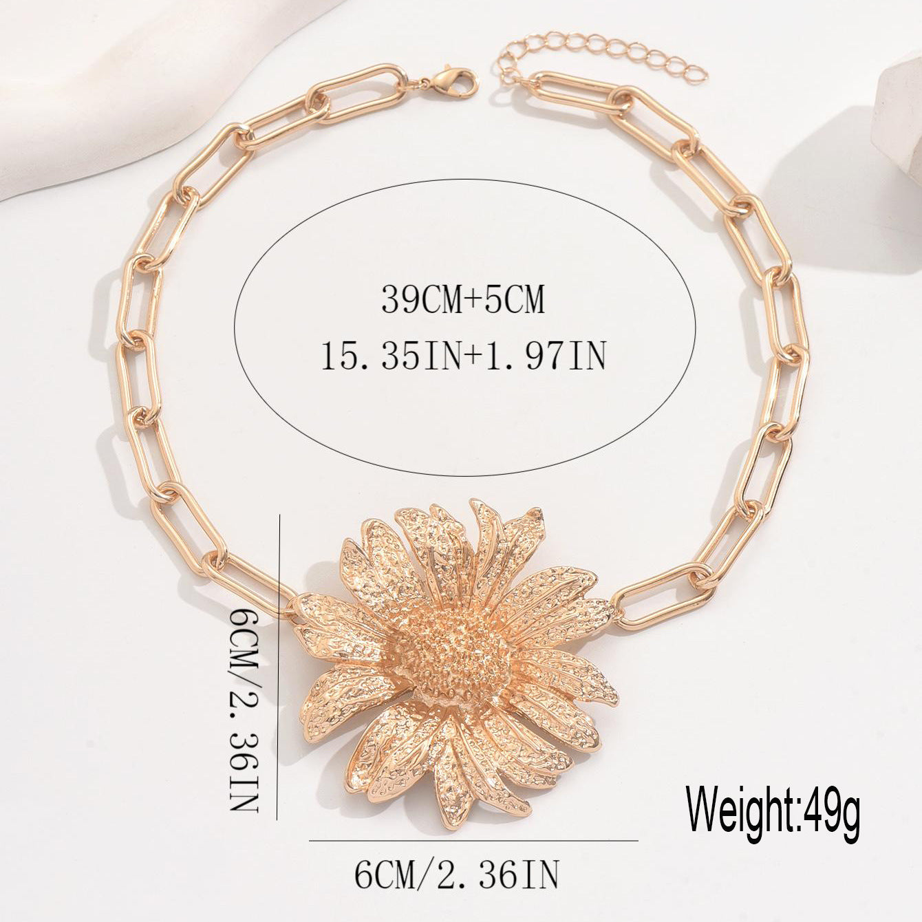 Wholesale exaggerated 3D flower stamen pendant necklace