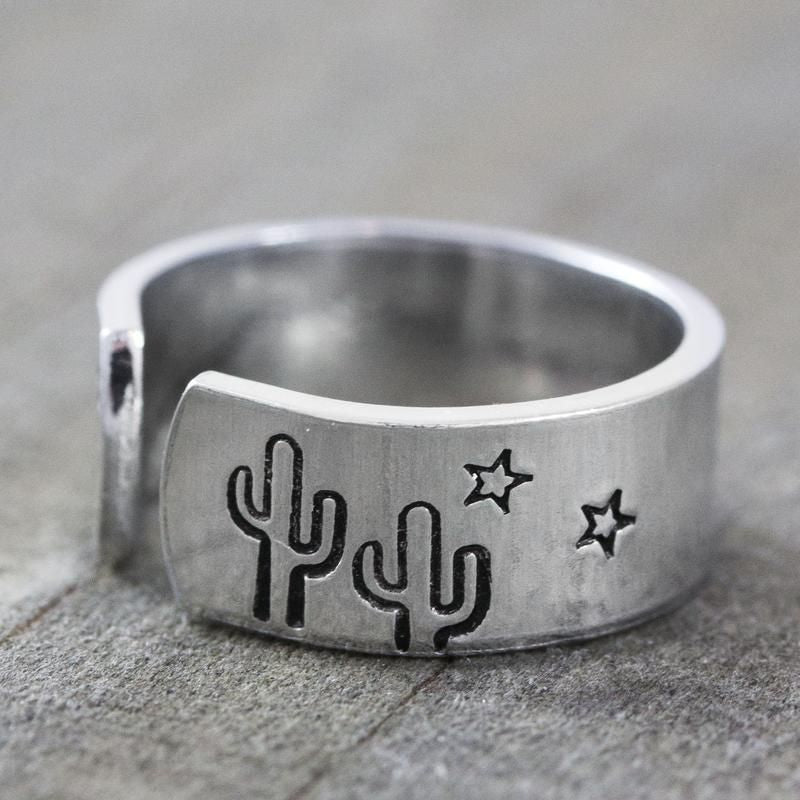 Wholesale Retro Cactus Star Adjustable Ring - Fashion Jewelry Accessory for Everyday Wear or Gift