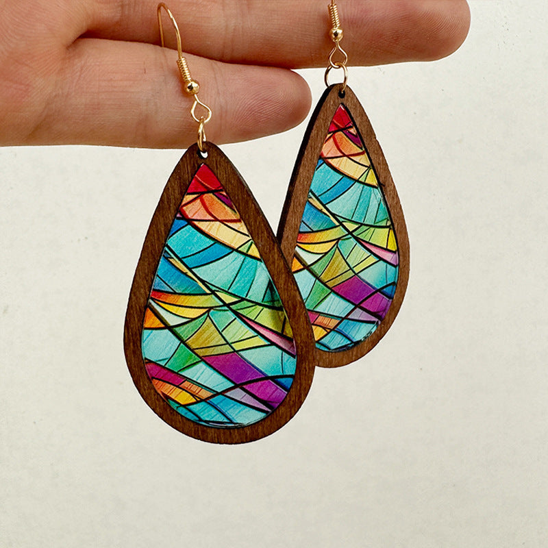 Wholesale Fashion Acrylic Drop Earrings with Church Pattern Print - Jewelry Accessory for Resale