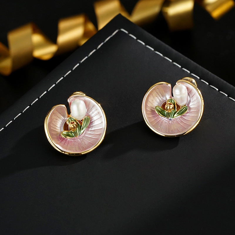 Wholesale Natural Pearl Earrings Flower Earrings