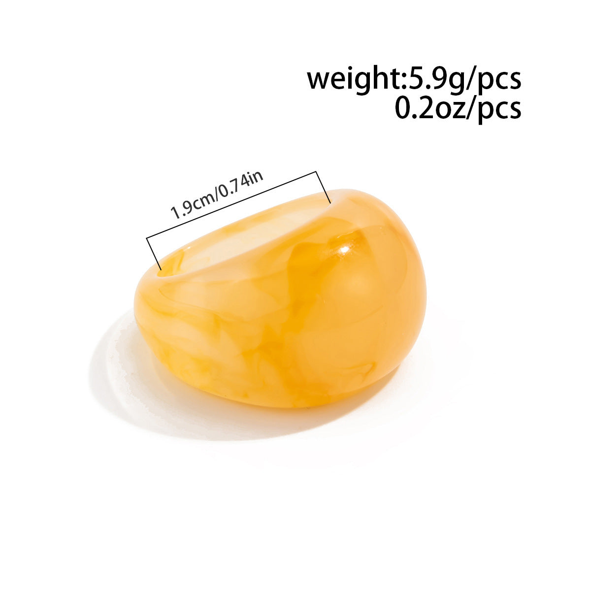 Wholesale Stylish Resin Stackable Ring Amber Gradient Ice Effect Curved Wide Band For Women