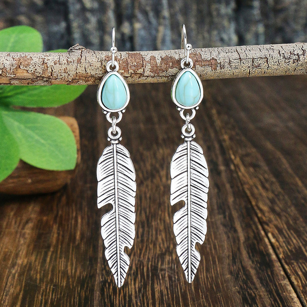 Wholesale Boho Vintage Long Acrylic Turquoise Earrings ACC-ES-MoMo007
