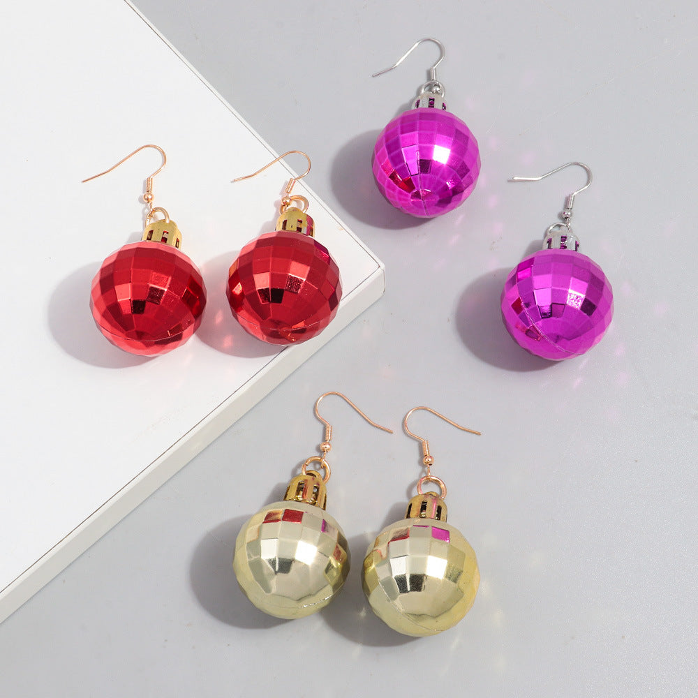 Wholesale multi-faceted reflective lantern ball earrings