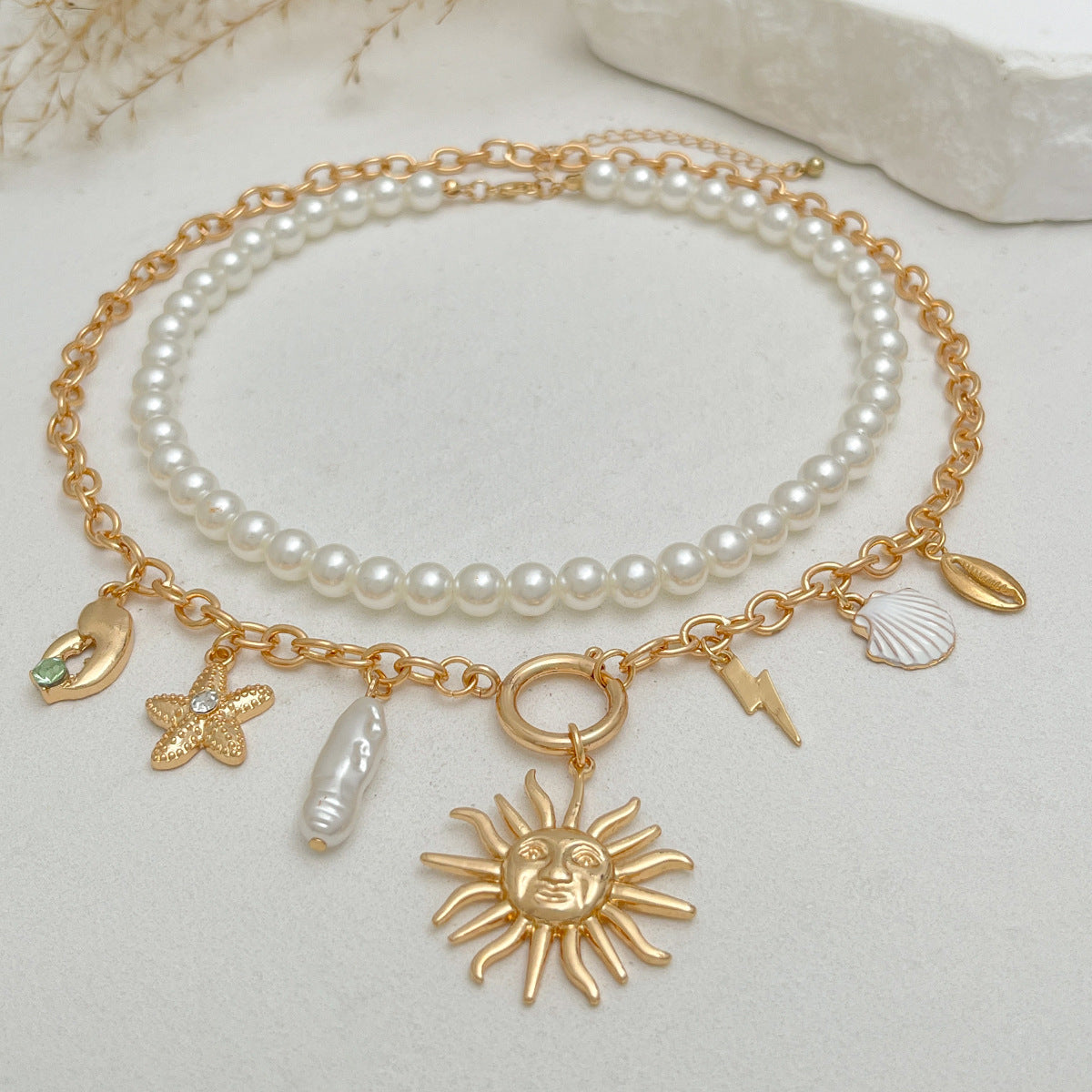 Wholesale  Beach Vacation Starfish Shell Pendant Collarbone Necklace