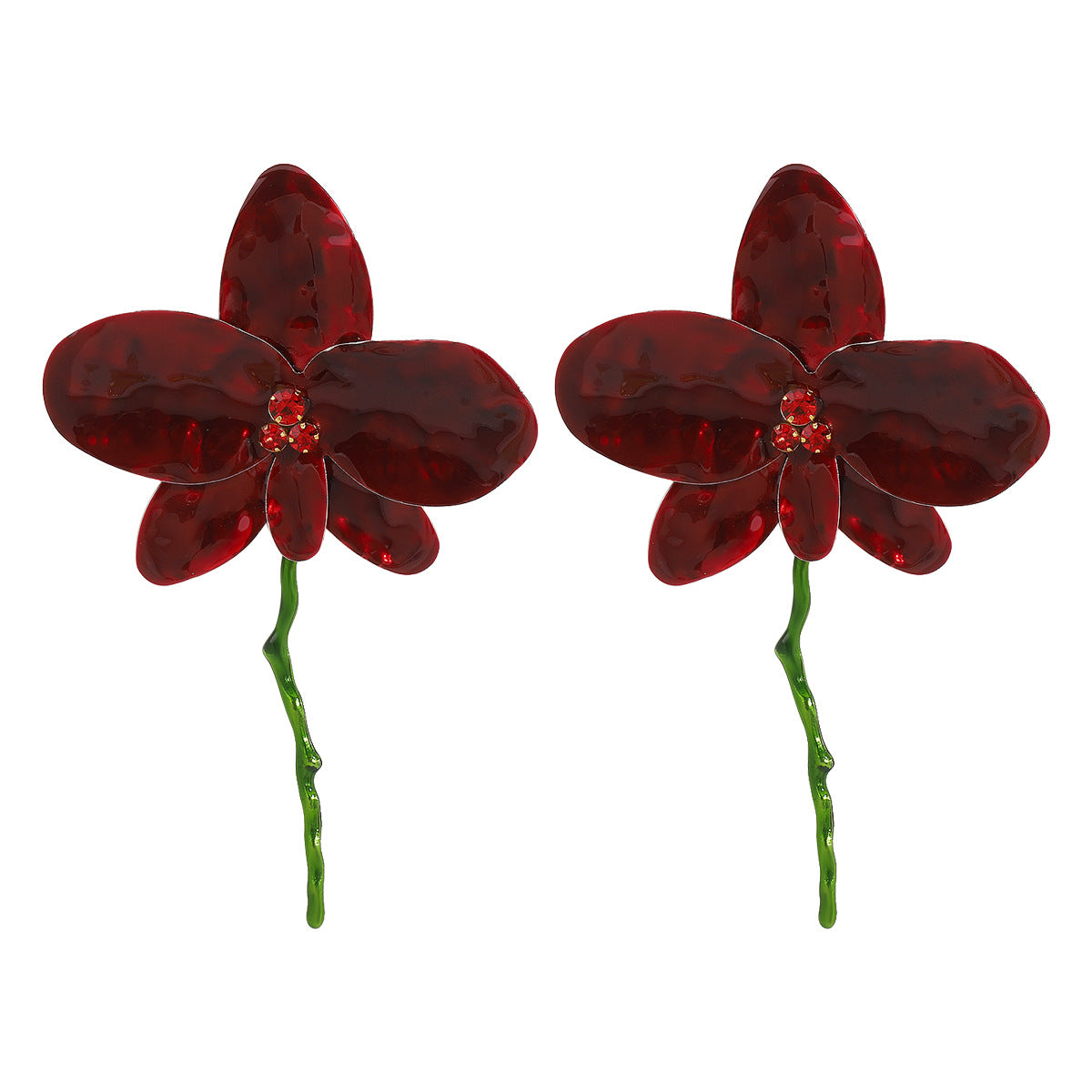 Wholesale enamel petal earrings exaggerated oil drop metal earrings for women