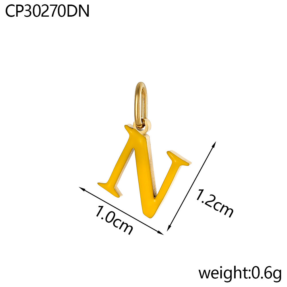 Wholesale Colorful 26 English letters oil-dripping stainless steel vacuum electroplating pendant